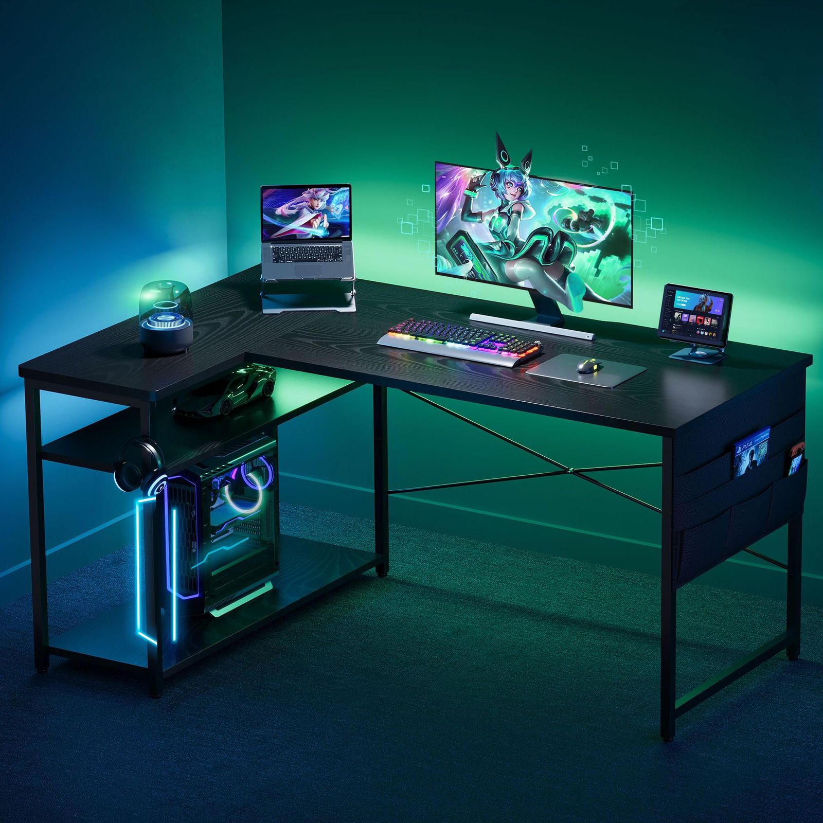 YeTom l字デスク ゲーミングデスク デスク 幅120cm pcデスク コーナー