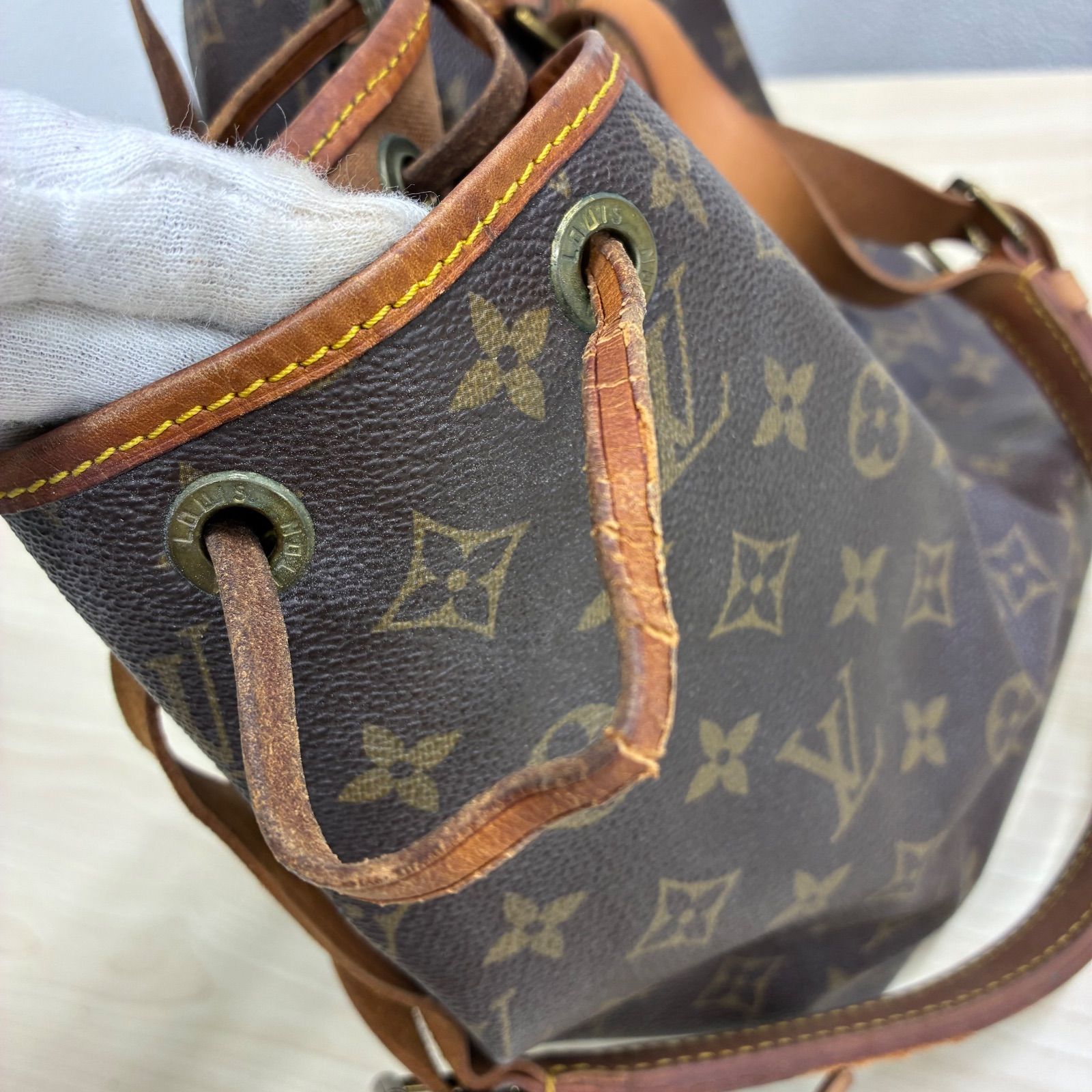 ルイヴィトン LOUIS VUITTON】訳あり・モノグラム プチノエ巾着バック