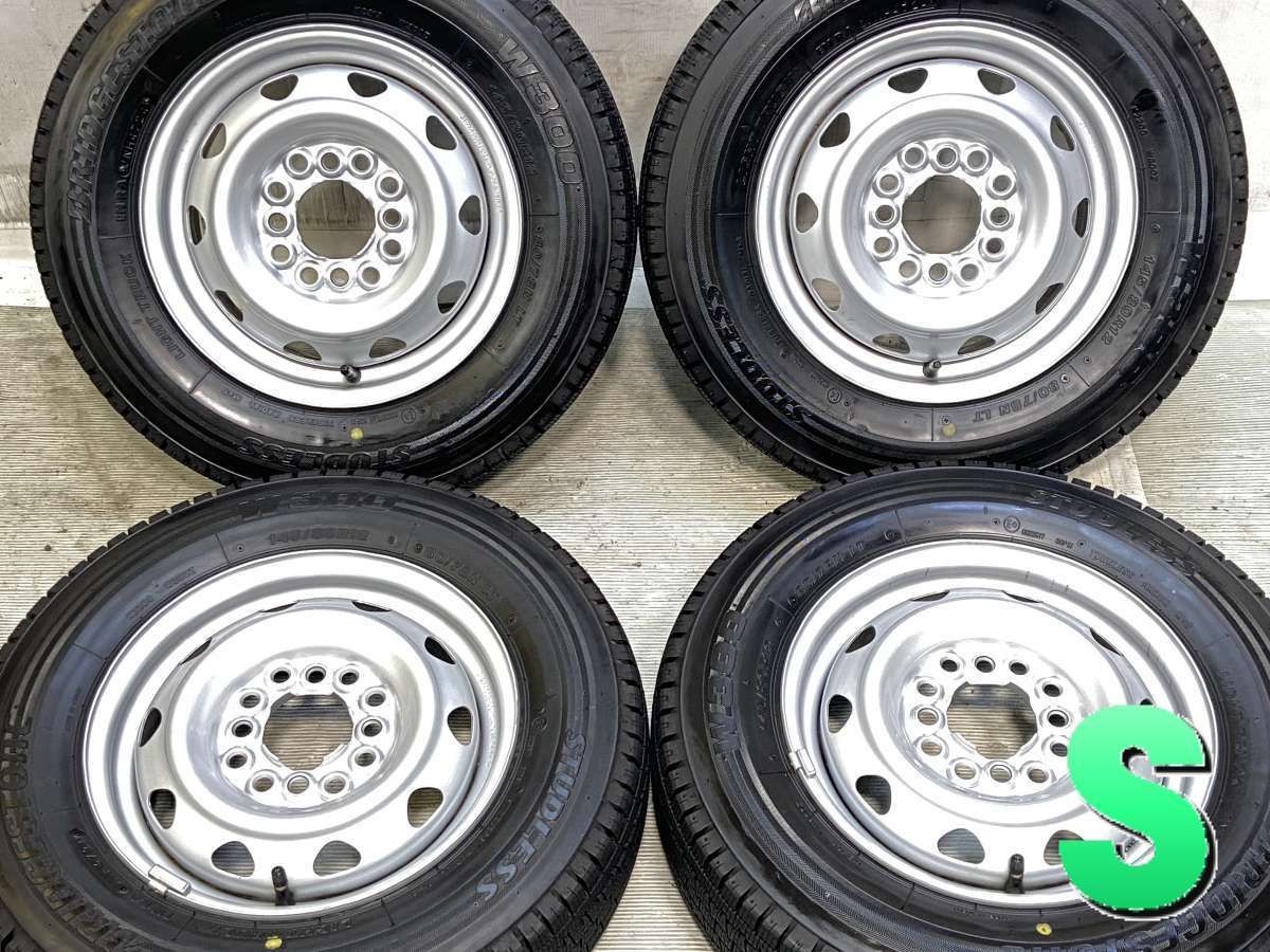 145/80R12 80/78N LT ブリヂストン W300 　 WD 12x4.0 40 100/110/114.3-4穴 中古タイヤ スタッドレスタイヤ ホイールセット 4本セット w12260422017