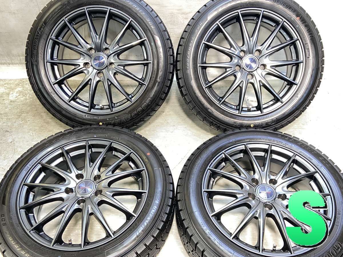 195/60R17 グッドイヤー アイスナビ 7 　 VELVA 17x6.5 40 114.3-5穴 中古タイヤ スタッドレスタイヤ ホイールセット 4本セット w17260404016