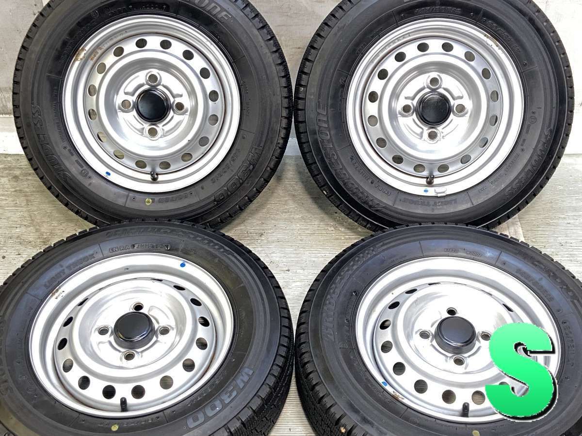 中古 スタッドレスタイヤ ブリヂストン 145/80R12 80/78N LT ブリヂストン W300 スズキ純正 12x4.0 100-4穴