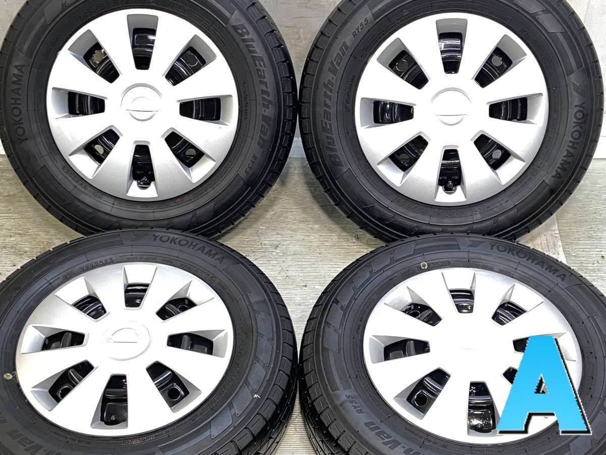 145/80R12 80/78N LT ヨコハマ BluEarthVan RY55 日産純正 12x4.0 100-4穴 中古タイヤ サマータイヤ ホイールセット 4本セット s12260422023