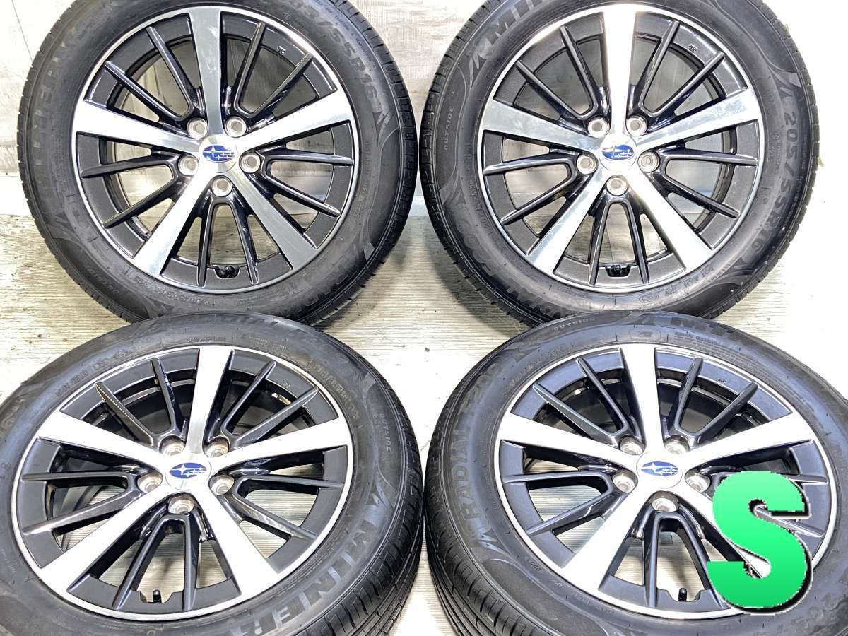 205/55R16 　 ミネルヴァ　ラジアルF209 スバル純正 16x6.5 55 100-5穴 中古タイヤ サマータイヤ ホイールセット 4本セット s16260427906