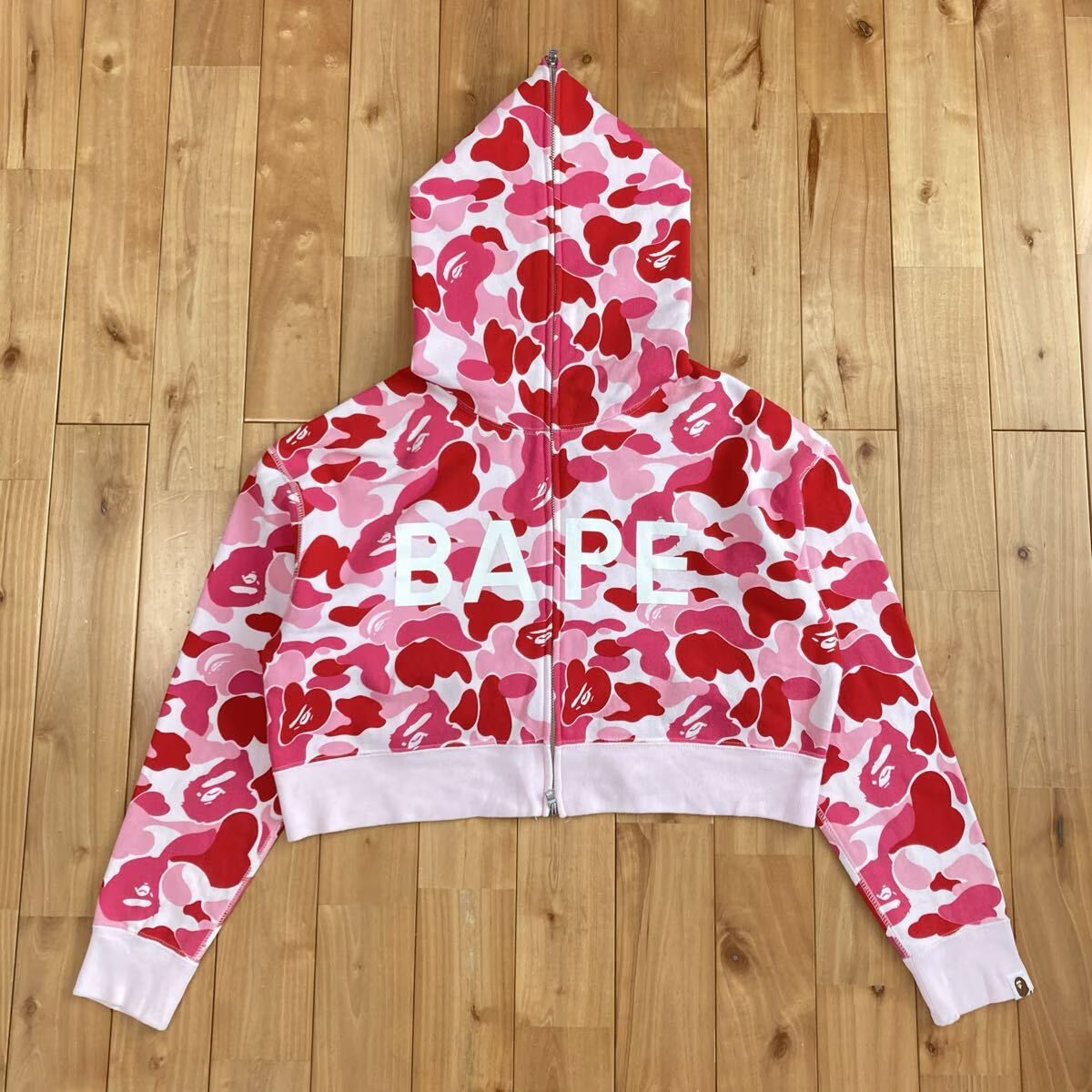 ABC CAMO PINK パーカー レディース Mサイズ a bathing ape BAPE full zip hoodie エイプ ベイプ アベイシングエイプ ABCカモ ピンク i2328