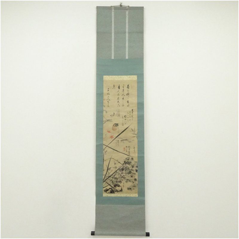 霞亭・白猷・君主など　四季合作　肉筆紙本掛軸（保護箱） 掛け軸 床の間 書 おしゃれ 絵画 表具 芸術 茶道 年中掛け インテリア 茶掛 掛物 和室