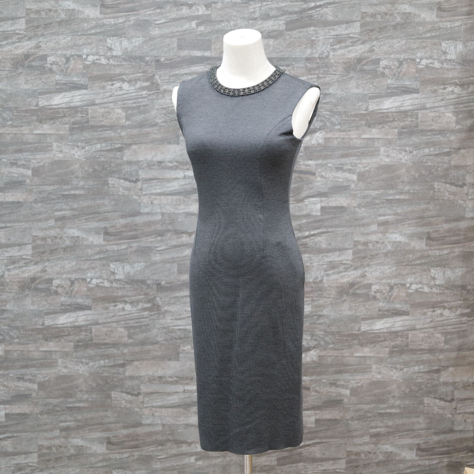 展示品 FOXEY ノースリーブ ワンピース 30084-KA0F0101TA レディース SIZE 38 S フォクシー