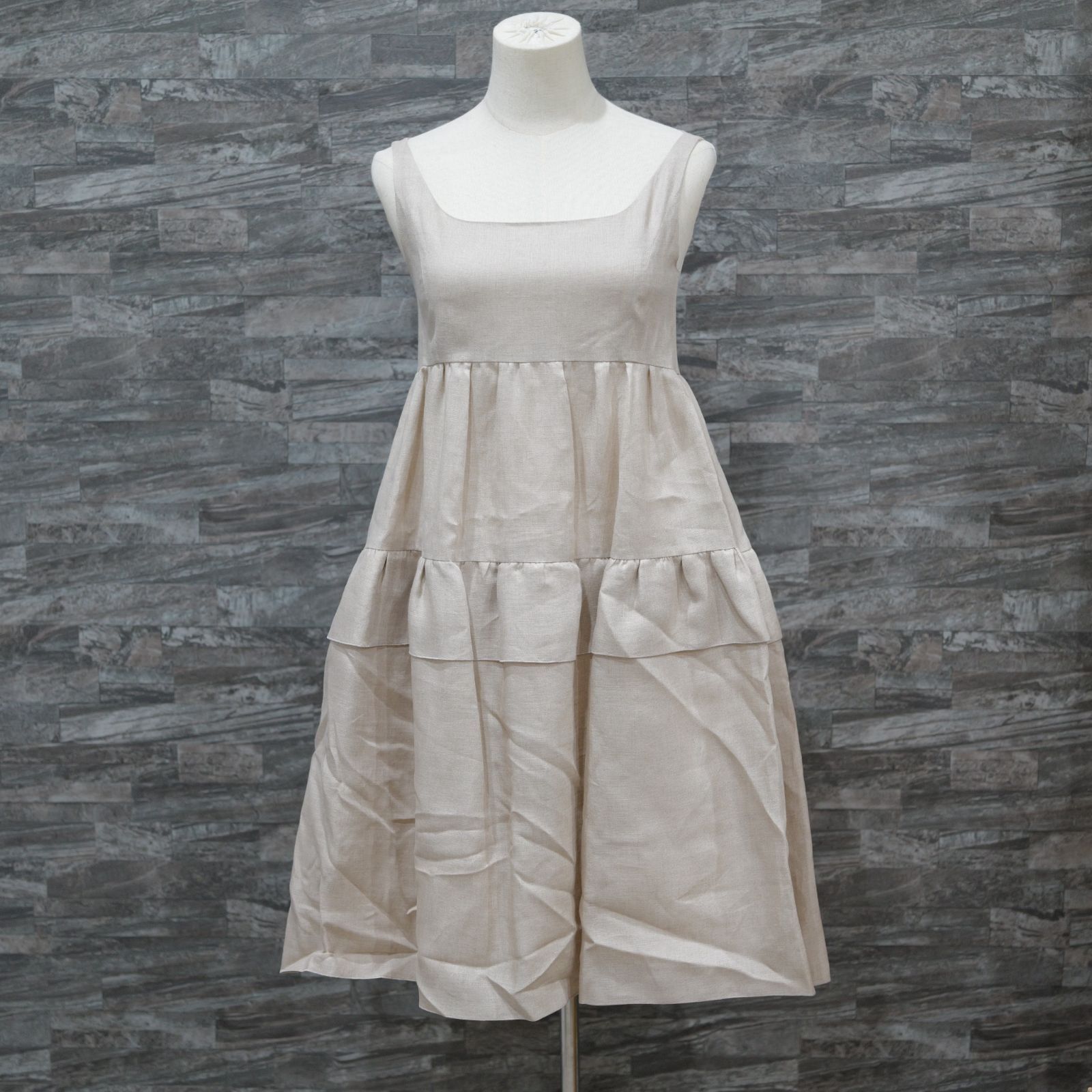 展示品 FOXEY フォクシー ティアードリネンワンピース シュークリーム サイズ 38ドレス 25487-A0AZ130