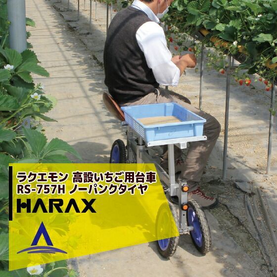 最大100%ポイントバック 確率2分の1！条件達成でチャンス最大5倍！要エントリー！ハラックス｜HARAX ＜4台set品＞ラクエモン 高設いちご用台車 RS-757H ノーパンクタイヤ(12N)