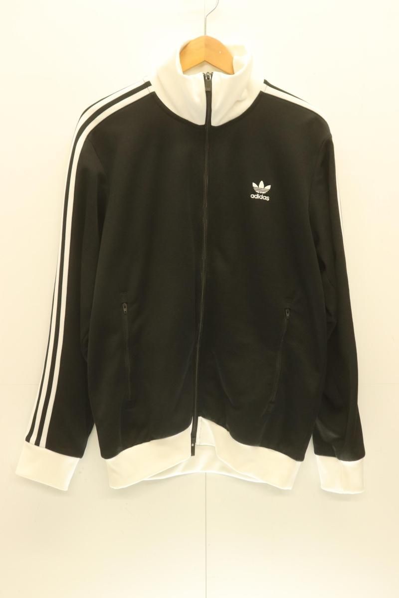 【中古】 adidas メンズジップパーカー L CLASSIC TRACK TOP adidas L 黒 ブラック 白 ホワイト