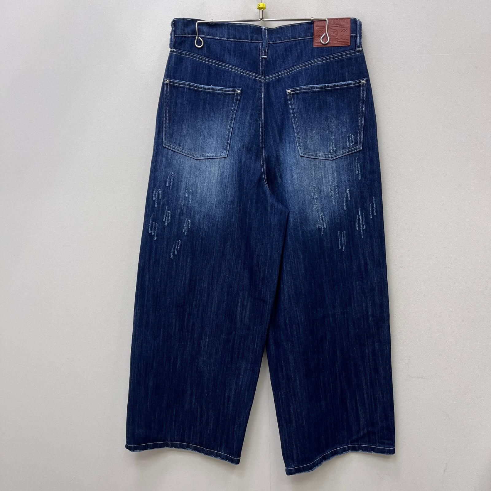 【加古川店】 中古 デニムパンツ BELVET:slub distressed baggy denim インディゴ サイズ：L 【107】 加古川店】 中古 デニムパンツ BELVET:slub distressed baggy denim