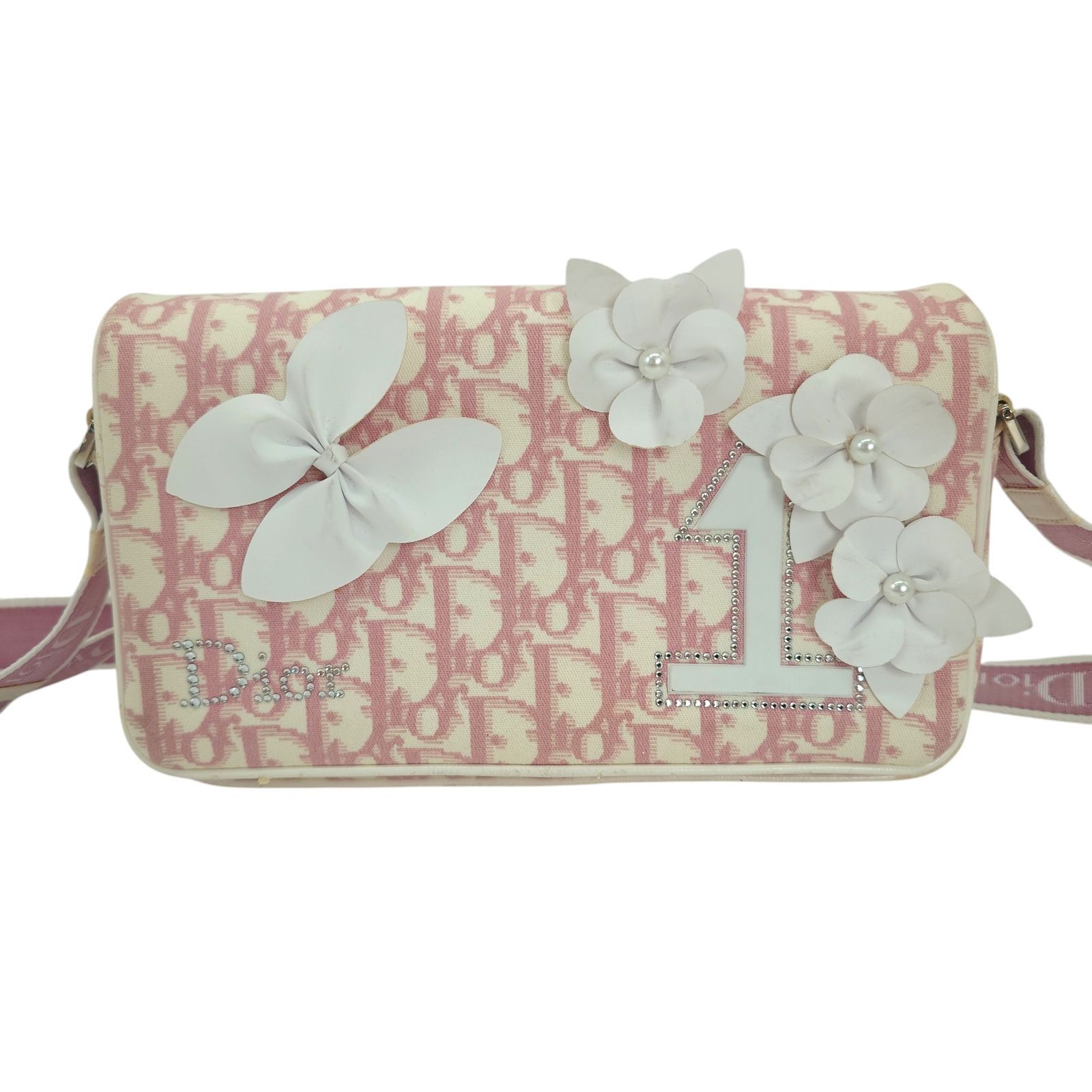Christian Dior ショルダーバッグ ホワイト フラワーパターン