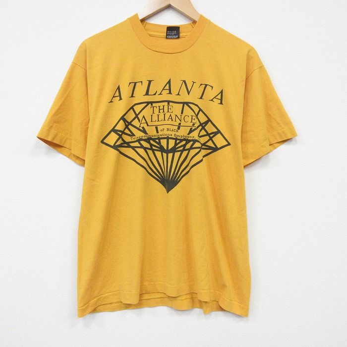 XL/古着 スクリーンスターズ 半袖 ビンテージ Tシャツ メンズ 80年代 80s アトランタ クルーネック USA製 濃黄 26apr30