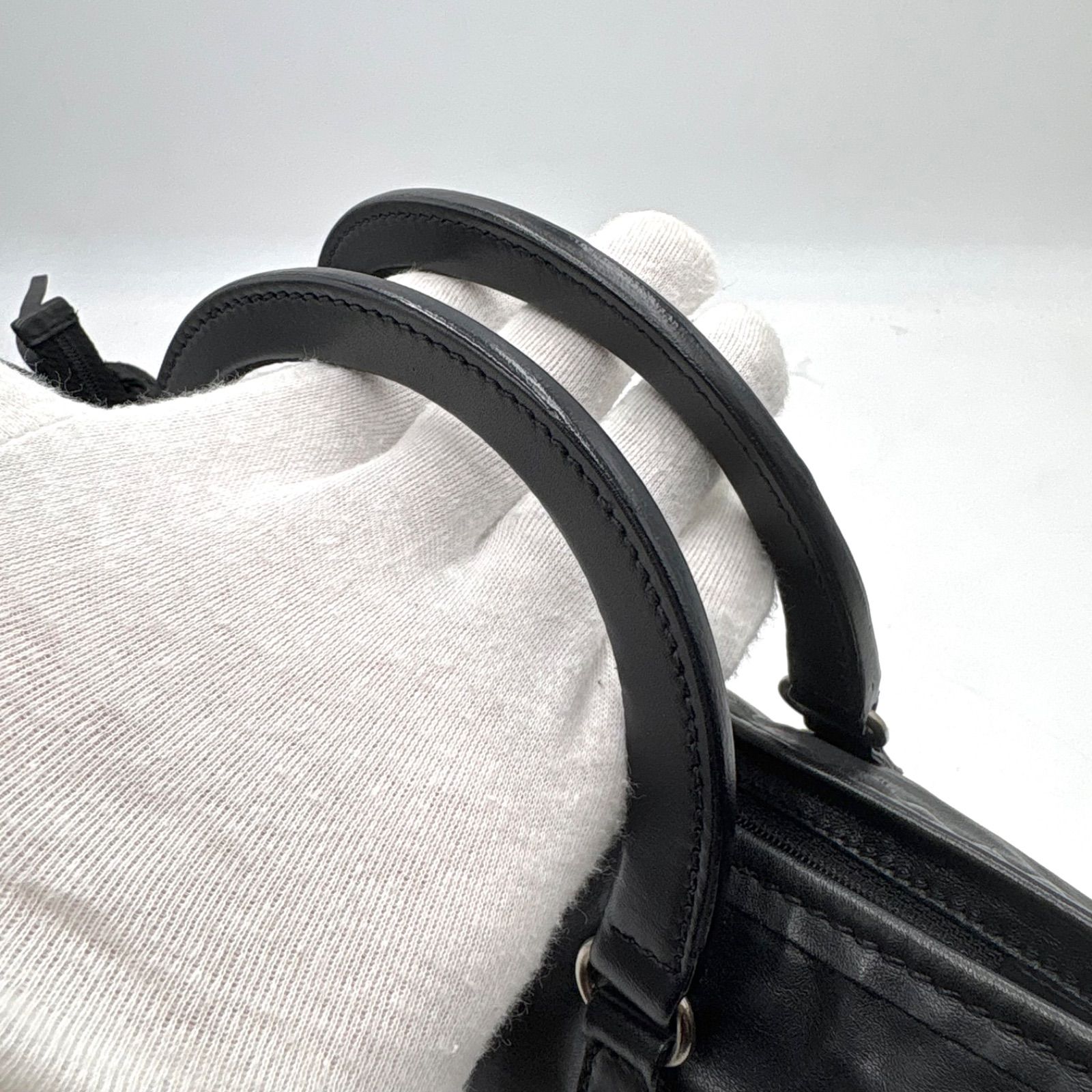 Auth Prada Y2K Archive Side Ribbon Nappa Leather Mini Boston Bag