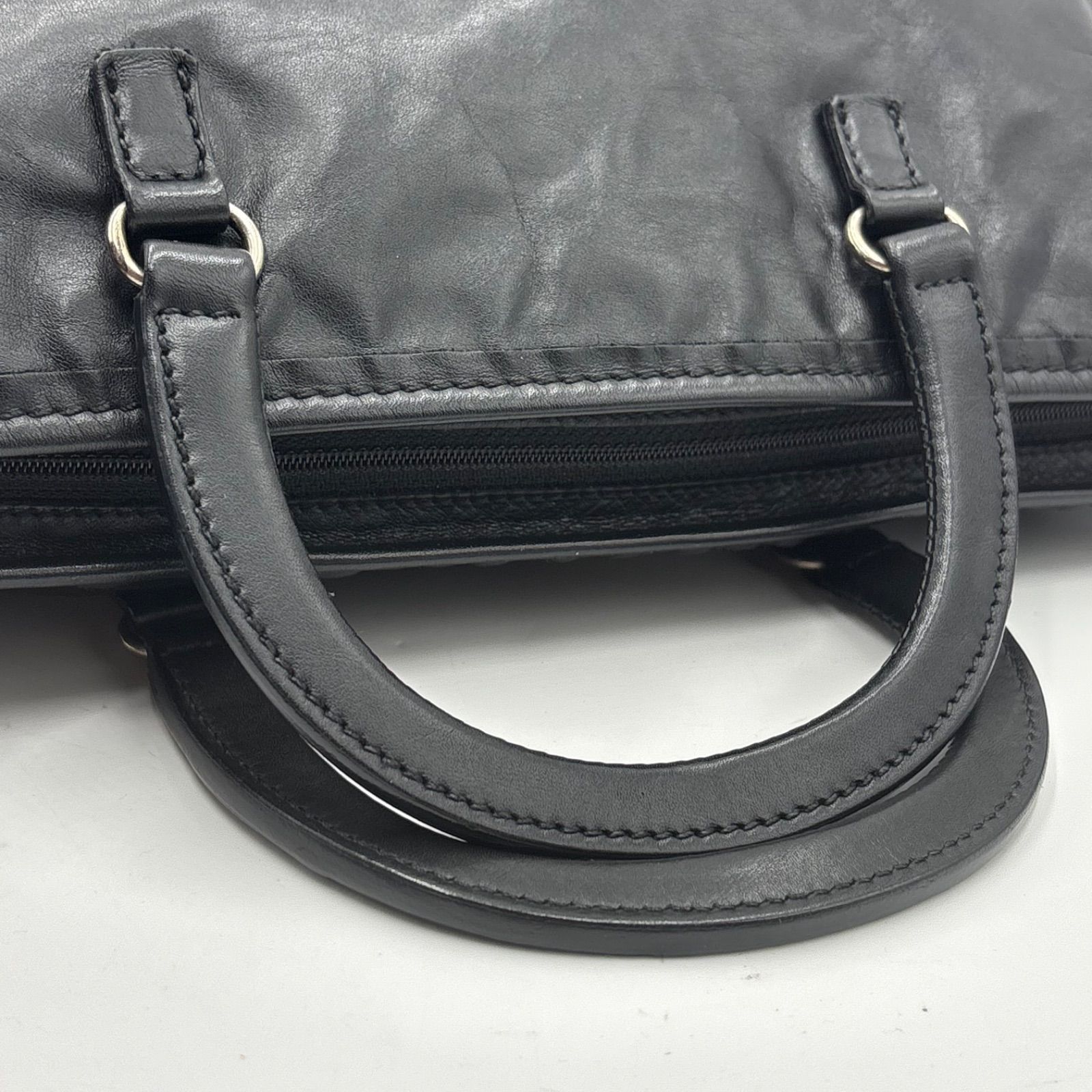 Auth Prada Y2K Archive Side Ribbon Nappa Leather Mini Boston Bag