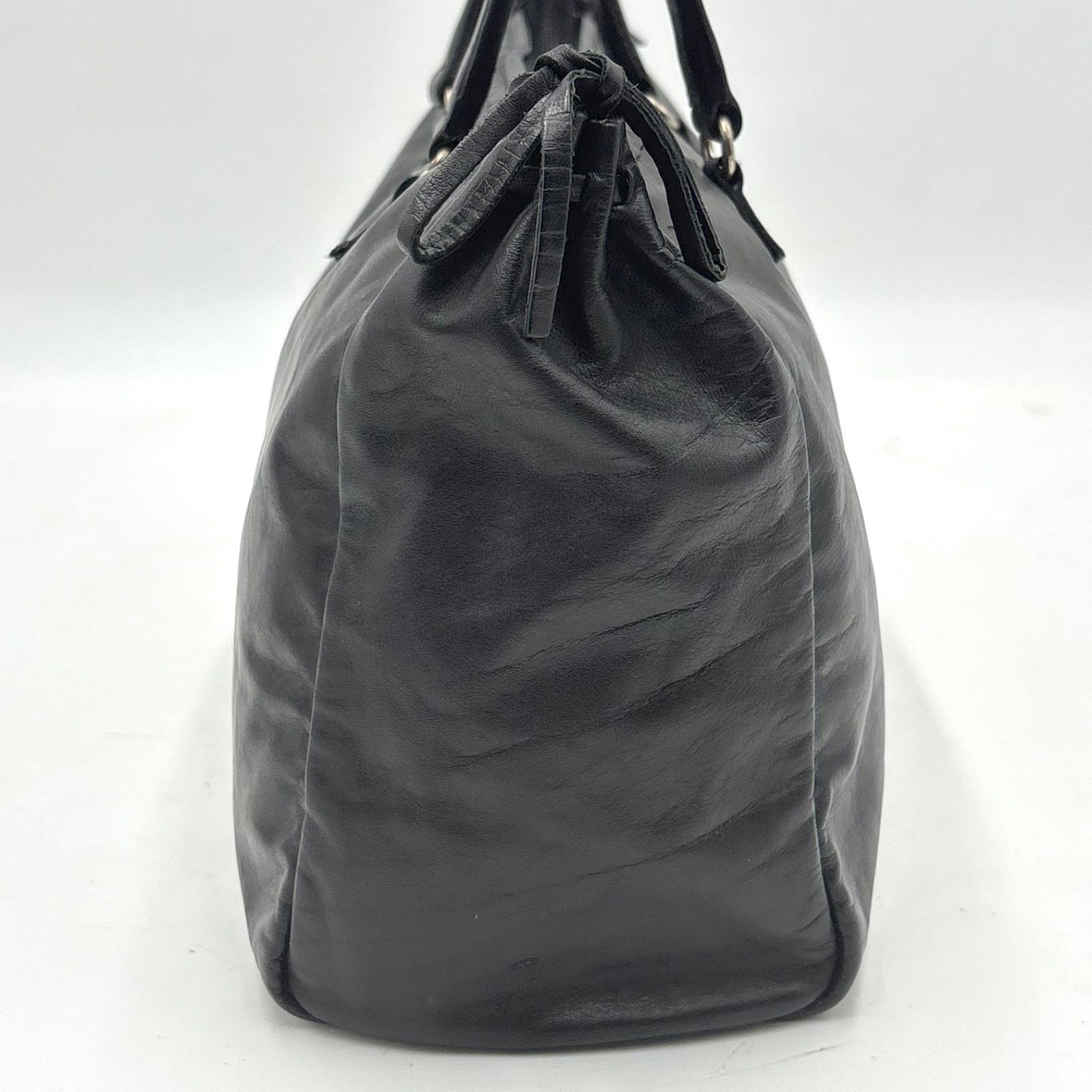 Auth Prada Y2K Archive Side Ribbon Nappa Leather Mini Boston Bag