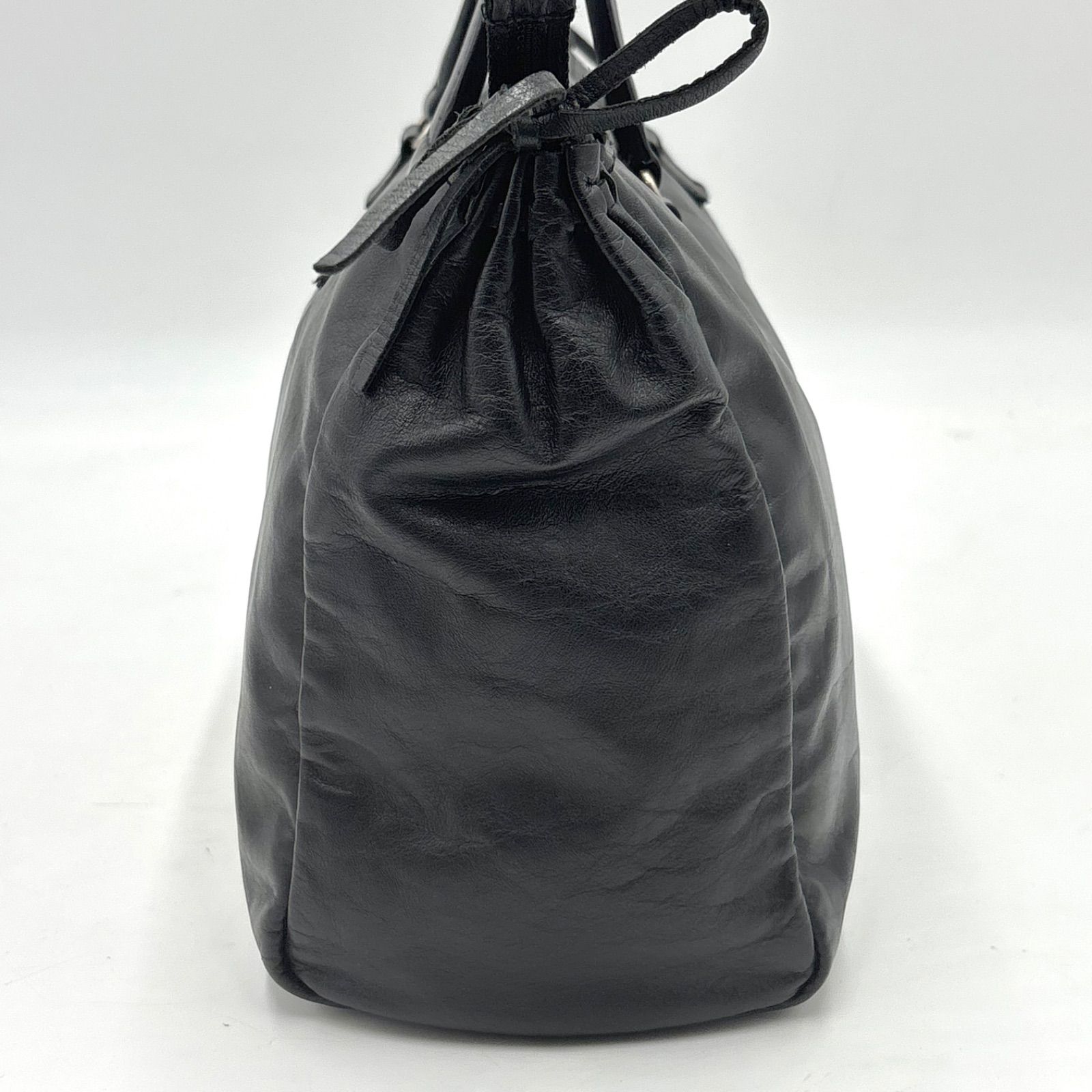 Auth Prada Y2K Archive Side Ribbon Nappa Leather Mini Boston Bag 