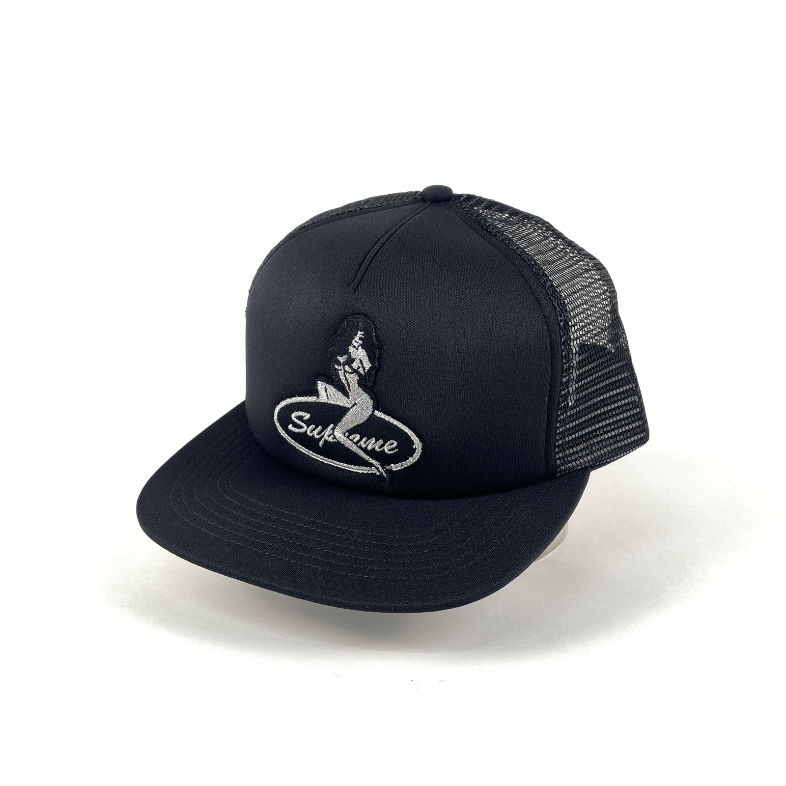 タグ付　SUPREME　シュプリーム　25AW　PIN　UP　MESH　BACK　5　PANEL　CAP　ピンナップガール　メッシュバック　5パネルキャップ　帽子　USA製　ブラック