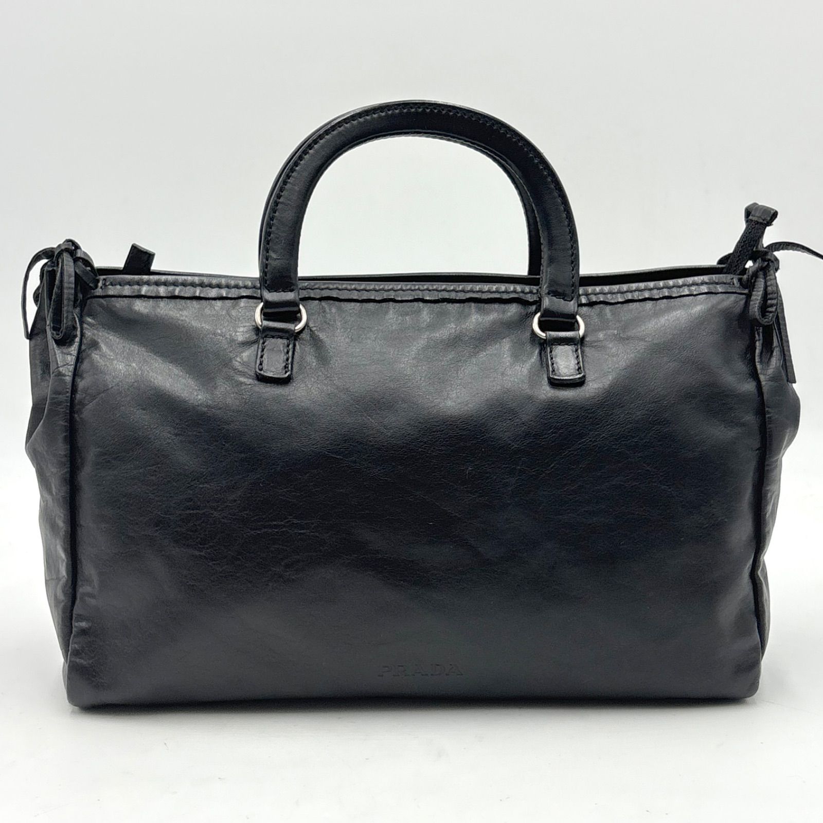 バッグ 00s y2k PRADA Archives Mini Boston Bag Auth Prada Y2K Archive Side Ribbon Nappa Leather Mini Boston Bag