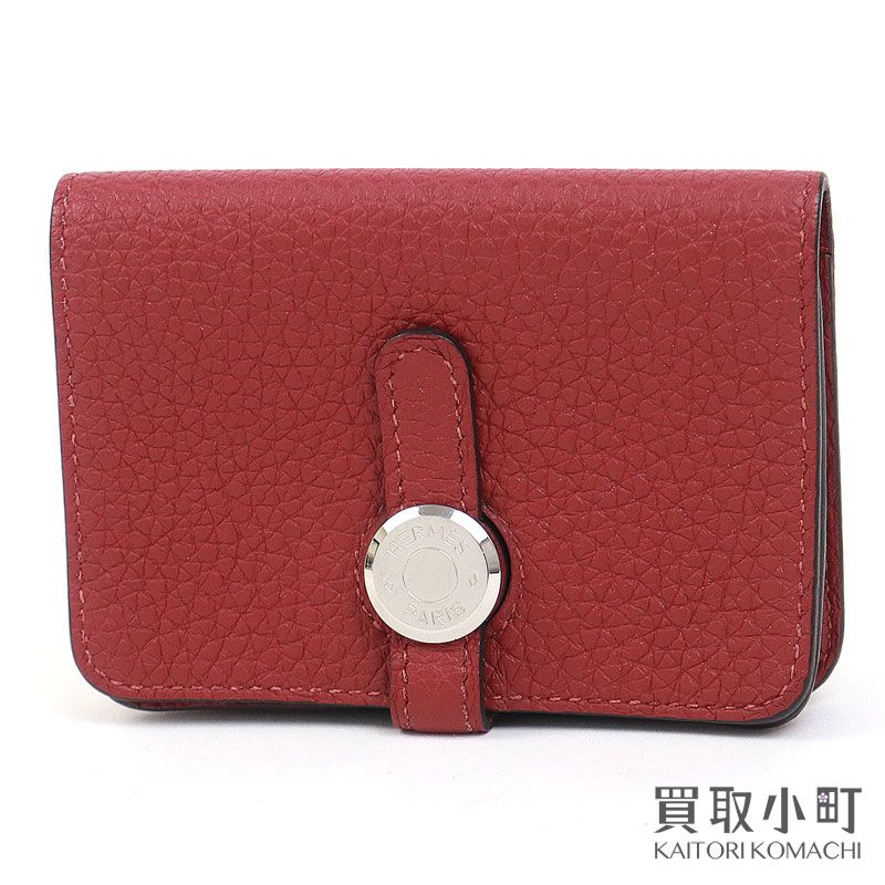 エルメス ドゴン カードケース ルージュグレナ ヴォー トゴ シルバー金具 カードホルダー 名刺入れ パスケース 044083CK