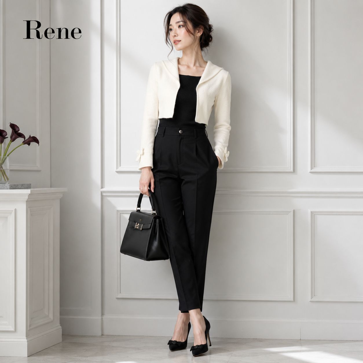 【美品】【毛100％】Rene /ルネ フーディニットボレロ 34「公式のXS〜S・5〜7号相当」ホワイト 12,816円