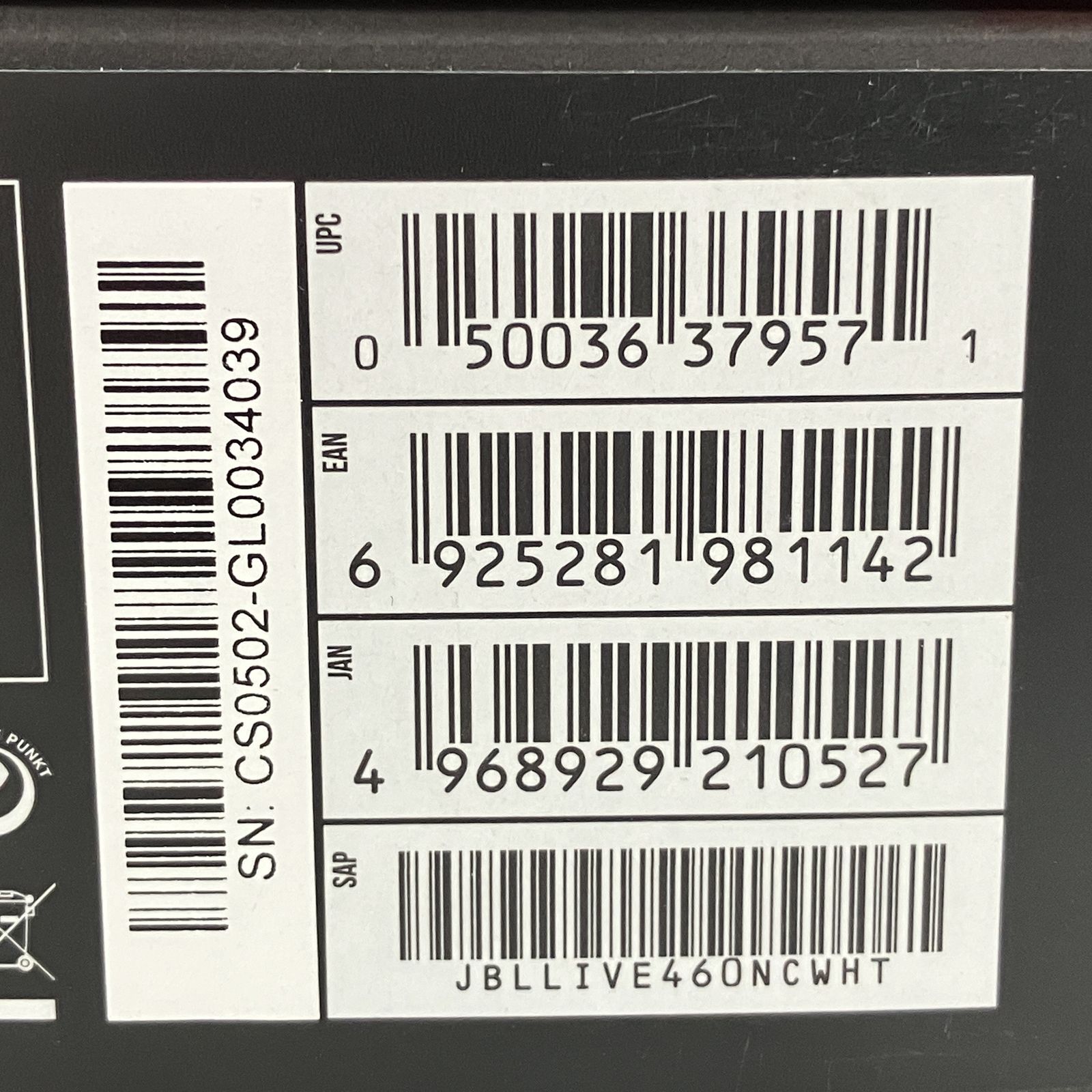 JBL LIVE 460NC ワイヤレスヘッドホン ノイズキャンセリング ホワイト 未使用 H11290018