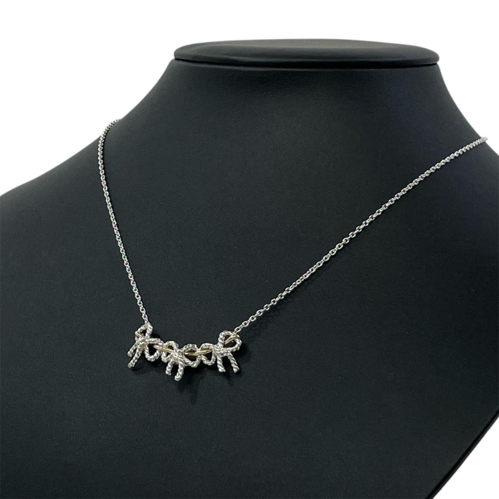【中古】Tiffany&co | ティファニー トリプルリボン K18×SV925 ネックレス シルバー【尾張小牧店】