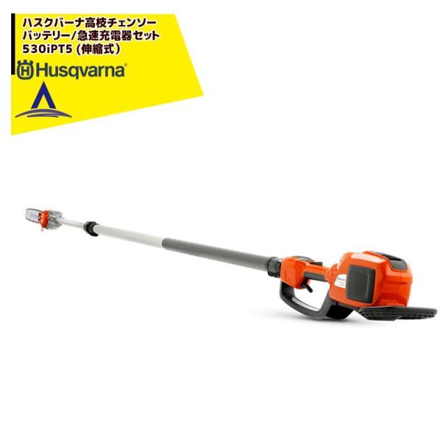 最大100%ポイントバック 確率2分の1！条件達成でチャンス最大5倍！要エントリー！Husqvarna ハスクバーナ 高枝チェンソー 伸縮式　充電器/急速充電器セット品　530iPT5