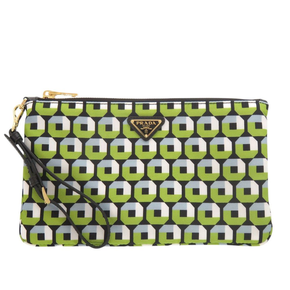 新品同様 プラダ ナイロン グリーン ポーチ 緑 1289 PRADA