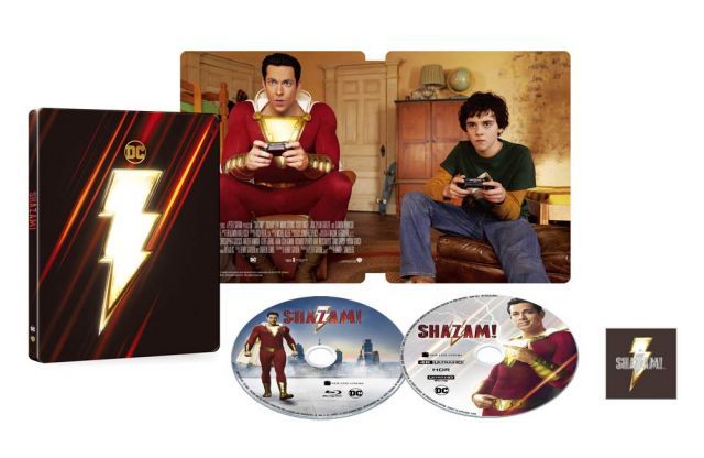 【中古-非常に良い】【メーカー特典あり】シャザム! スチールブック仕様 4K ULTRA HD & ブルーレイセット (限定生産/2枚組)(DC×モンキー・パンチ オリジナルステッカー付) [Blu-ray]