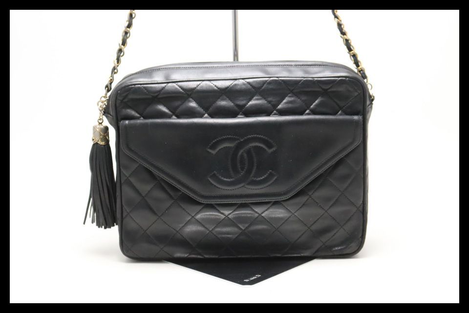 ■CHANEL 1番台 マトラッセ フリンジ GD金具 レザー チェーンショルダーバッグ シャネル ■0514pl29738