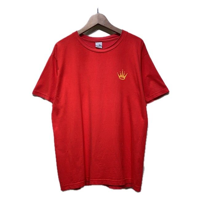 【中古】　STUSSY　Tシャツ　00s vintage　00年代　OLD　銀タグ　半袖　カットソー　トップス　クルーネック　両面プリント　クラウンロゴ　ロゴT　USA製　ストリート　古着　/1100