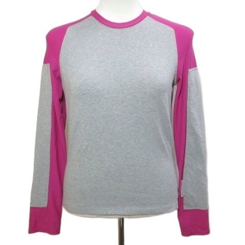 ヴェルサーチジーンズ VERSACE JEANS COUTURE カットソー Tシャツ 長袖 ラグランスリーブ バイカラー クルーネック グレー パープル /X