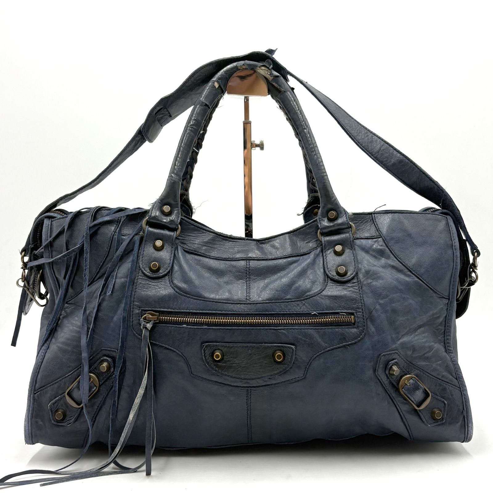 BALENCIAGA バレンシアガ ザ パートタイム 2way ショルダーバッグ ハンドバッグ ネイビー 168028