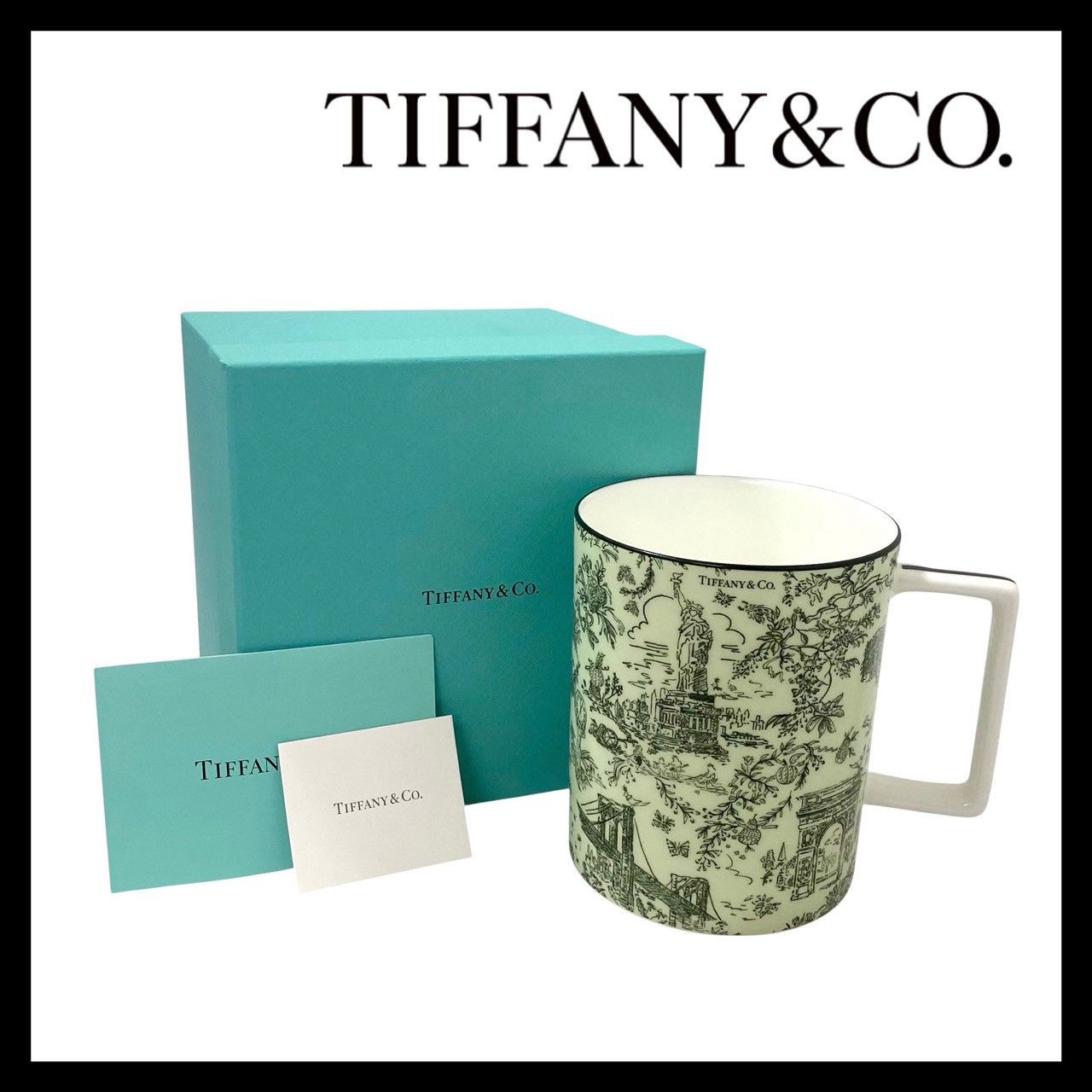 【TIFFANY&Co.】トワレ トワール マグカップ ボーンチャイナ ツァボライト ライトグリーン/黄緑 ブラック/黒 食器 コップ ティファニー (SER-7545②)