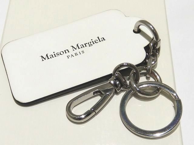 美品 メゾン マルジェラ キーリング ☆ SA1UA0005 キーホルダー チャーム シルバー金具 レザー Maison Margiela メンズ レディース ▼8E