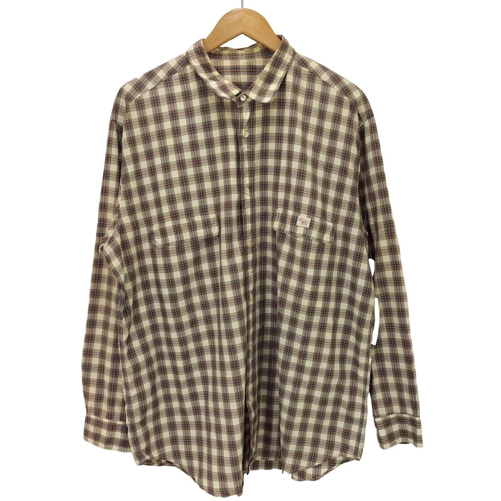 パパス papas シェルボタン フラップポケット チェック レギュラーカラー L/S シャツ メンズ JPN：L