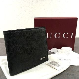 未使用品 GUCCI 二つ折り財布 ブラック 771153 ロゴ レザー 箱付き 10