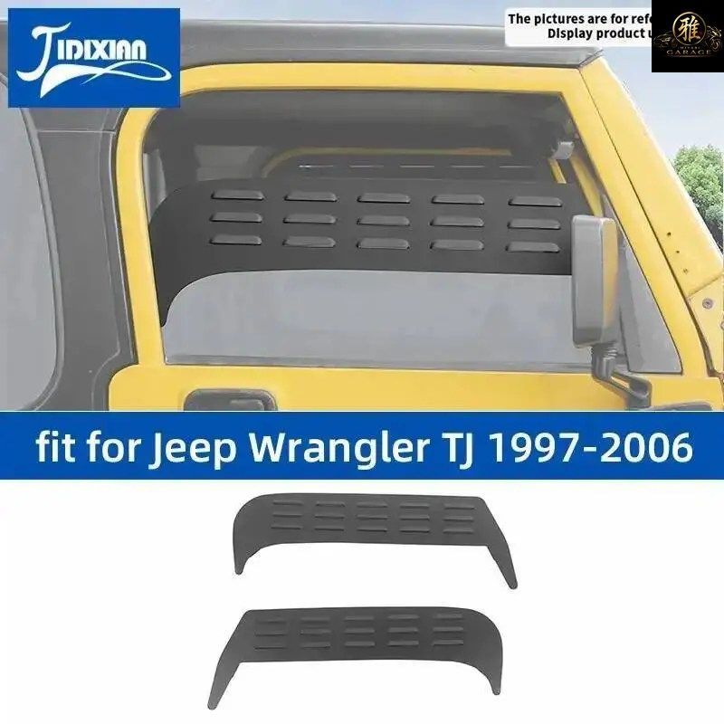 車のフロントウィンドウルーバーベントパネル装飾カバー ジープ ラングラー TJ 1997-2006 日よけ換気アクセサリー