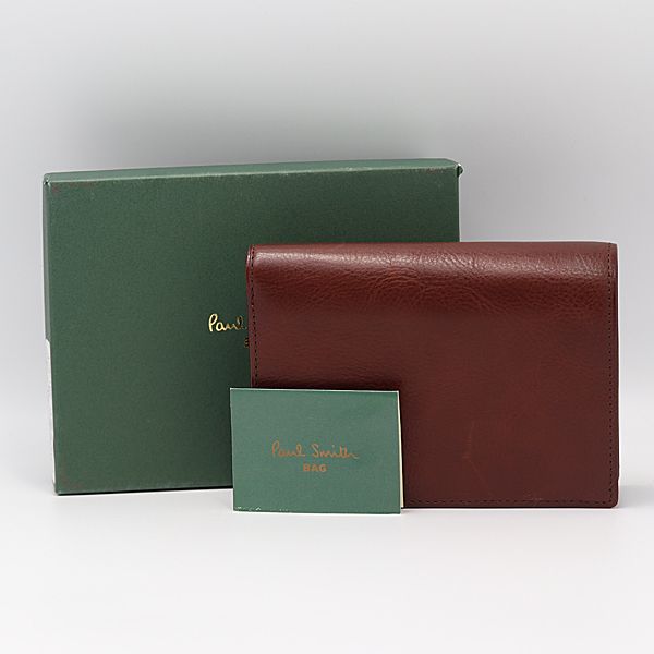 箱付 新品同様 ポールスミス 二つ折り財布 ブラウンカラー 牛革 ファッション小物 2000000 NSK NGC
