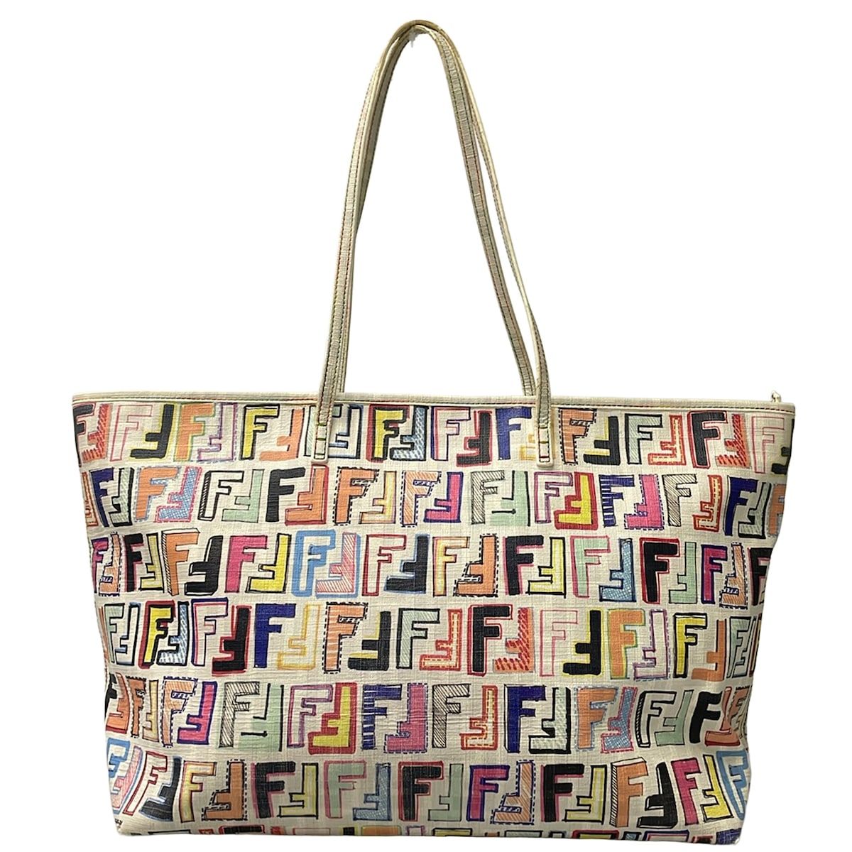 FENDI(フェンディ) トートバッグ - 8BH185 ライトグレー×イエロー×マルチ レザー