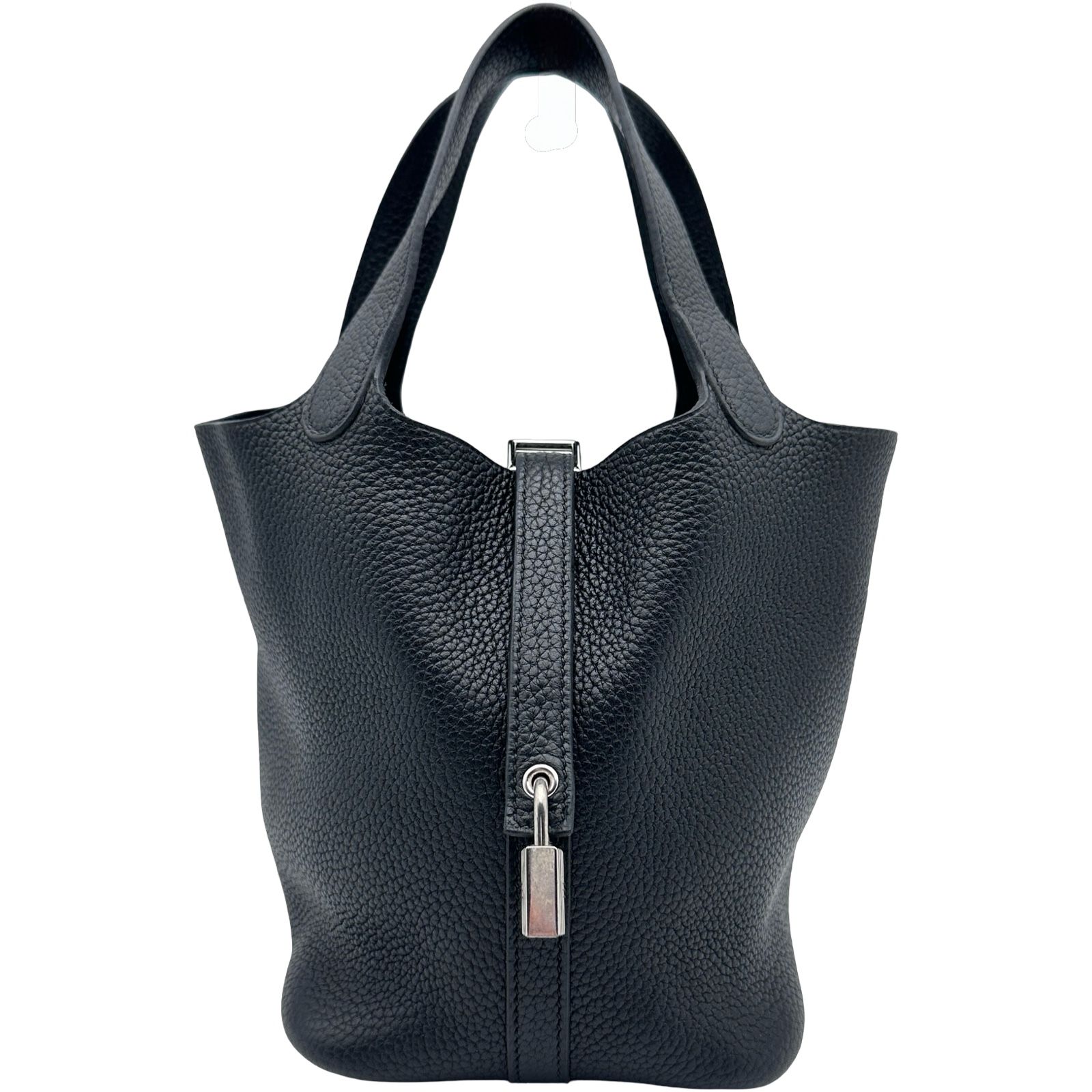エルメス HERMES ピコタンロックPM ▢P刻印 ブラック シルバー金具 トリヨン レディース ハンドバッグ