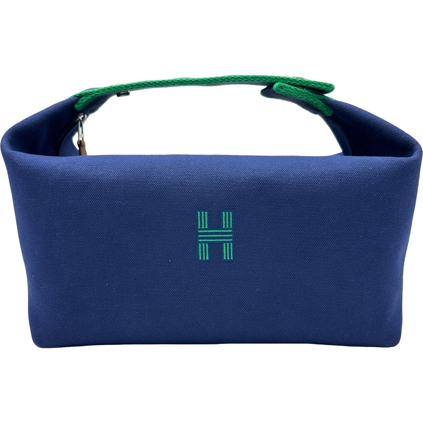 エルメス HERMES ブリッドアブラックGM ブルー シルバー金具 トワル レディース ハンドバッグ