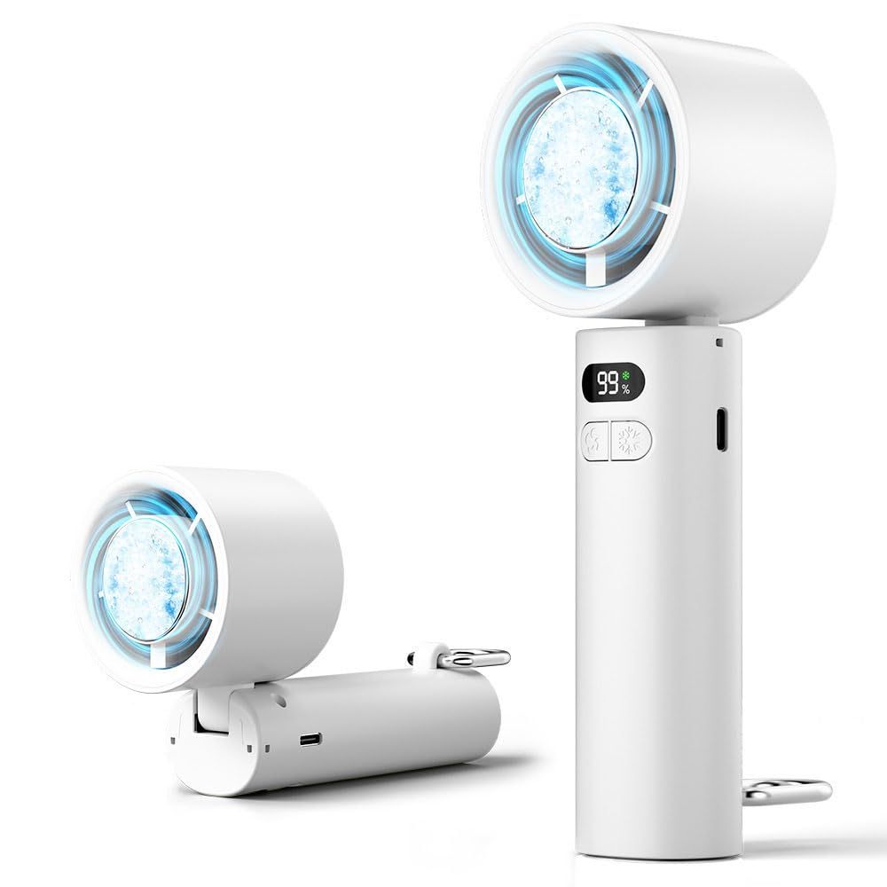 【新品】【夏新設計・ -20℃瞬間冷却】ハンディファン 冷却プレート 手持ち扇風機 強力送風 折り畳み 携帯扇風機 7枚羽根 100段階風量調節 6800mAh大容量 クーラー機能 首掛け Type-C急速充電 LED画面 軽量 卓上 ストラ 69379924