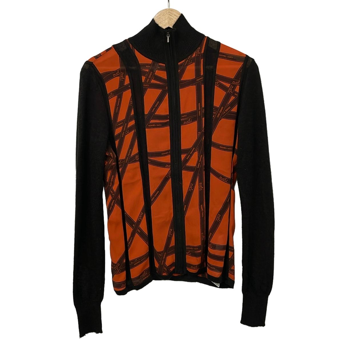 HERMES(エルメス) カーディガン サイズSM レディース ダークブラウン×オレンジ