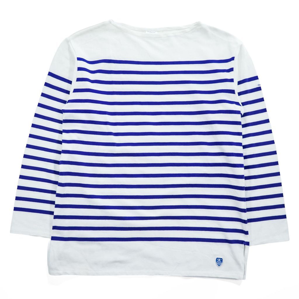 ORCIVAL フランス製 バスクシャツ 長袖 ロングスリーブ Tシャツ ロンT XL ブルー ホワイト ボーダー ボートネック