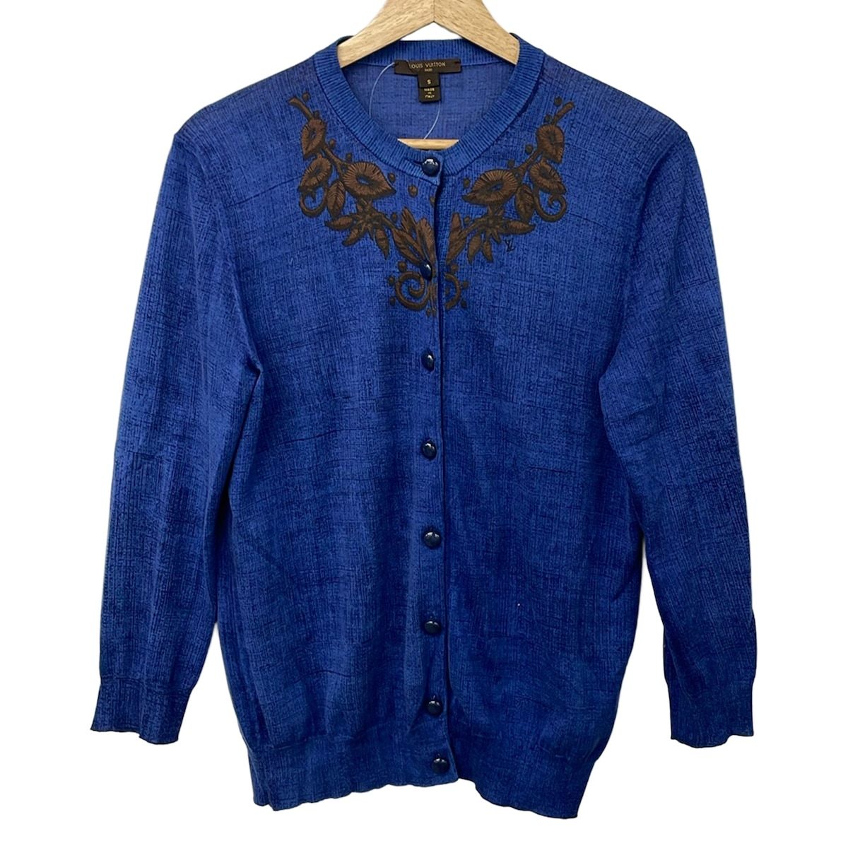 LOUIS VUITTON(ルイヴィトン) カーディガン サイズS レディース美品 RW131A F3KC15OCL ネイビー×ブラウン 長袖