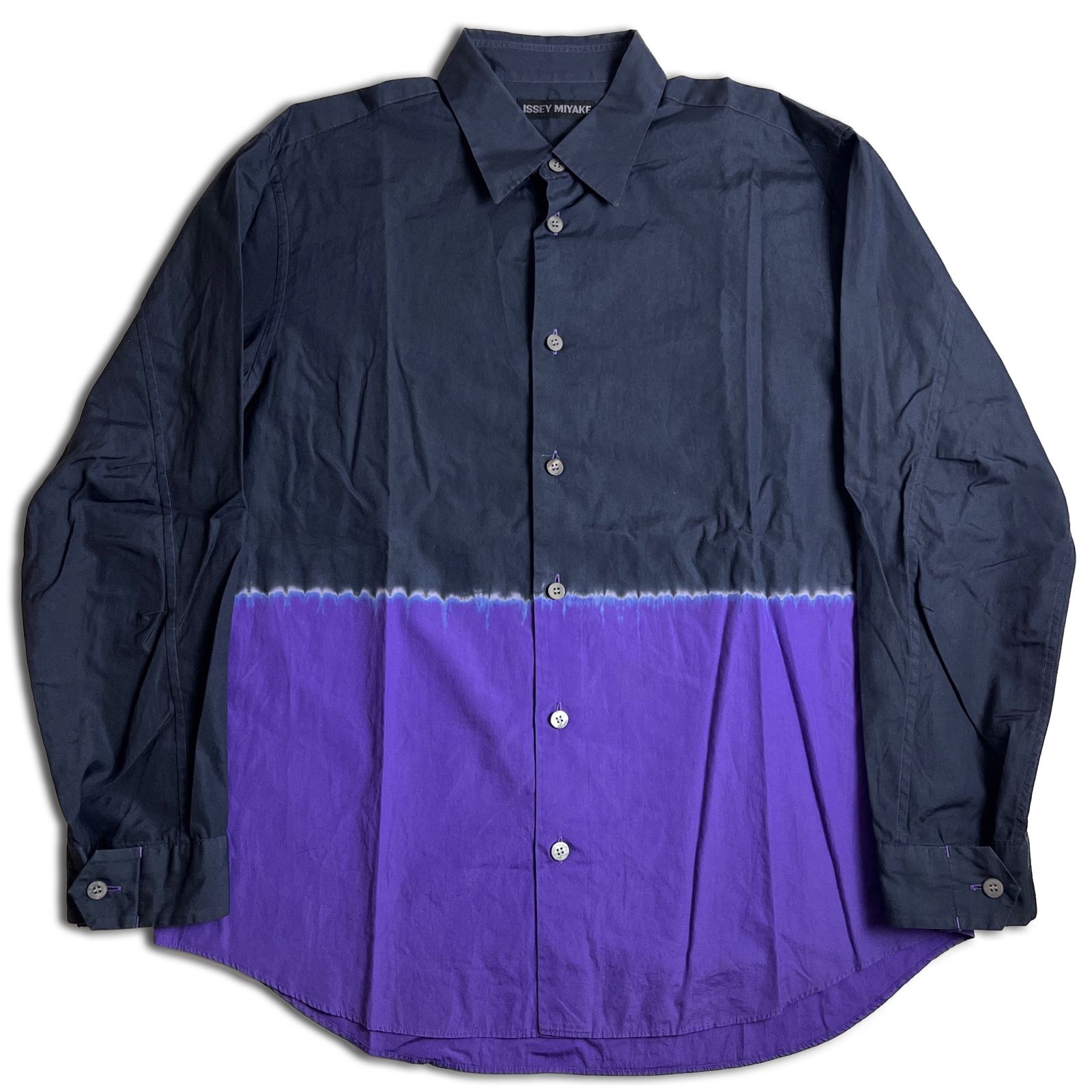 【2010SS】ISSEY MIYAKE ツートーンシャツ パープル×ダークネイビー イッセイミヤケ 2000000025070 24,800円
