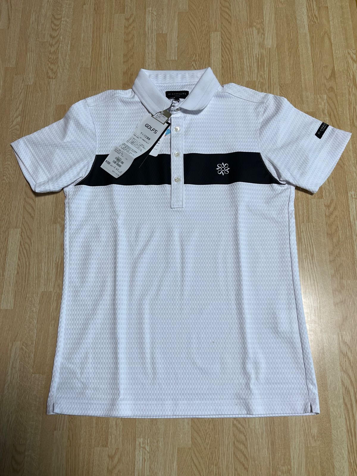 St ANDREWS セント アンドリュース　【新品　未使用】ポロシャツ　ホワイト　白　ゴルフ　メンズ　M 半袖シャツ　日本製　吸水速乾　UVカット