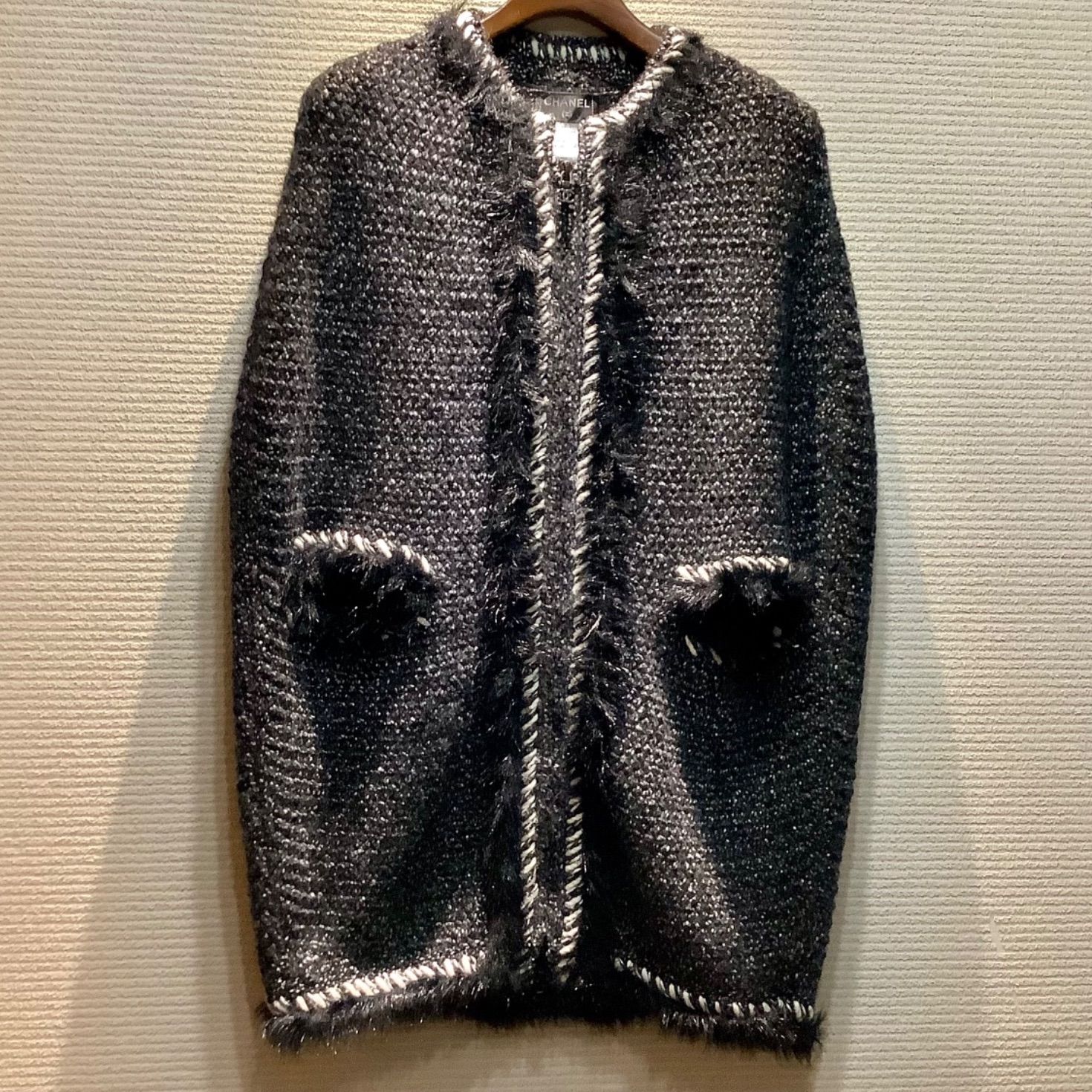 シャネル CHANEL 2010AW ツイード カシミヤ ニット ポンチョ コート 