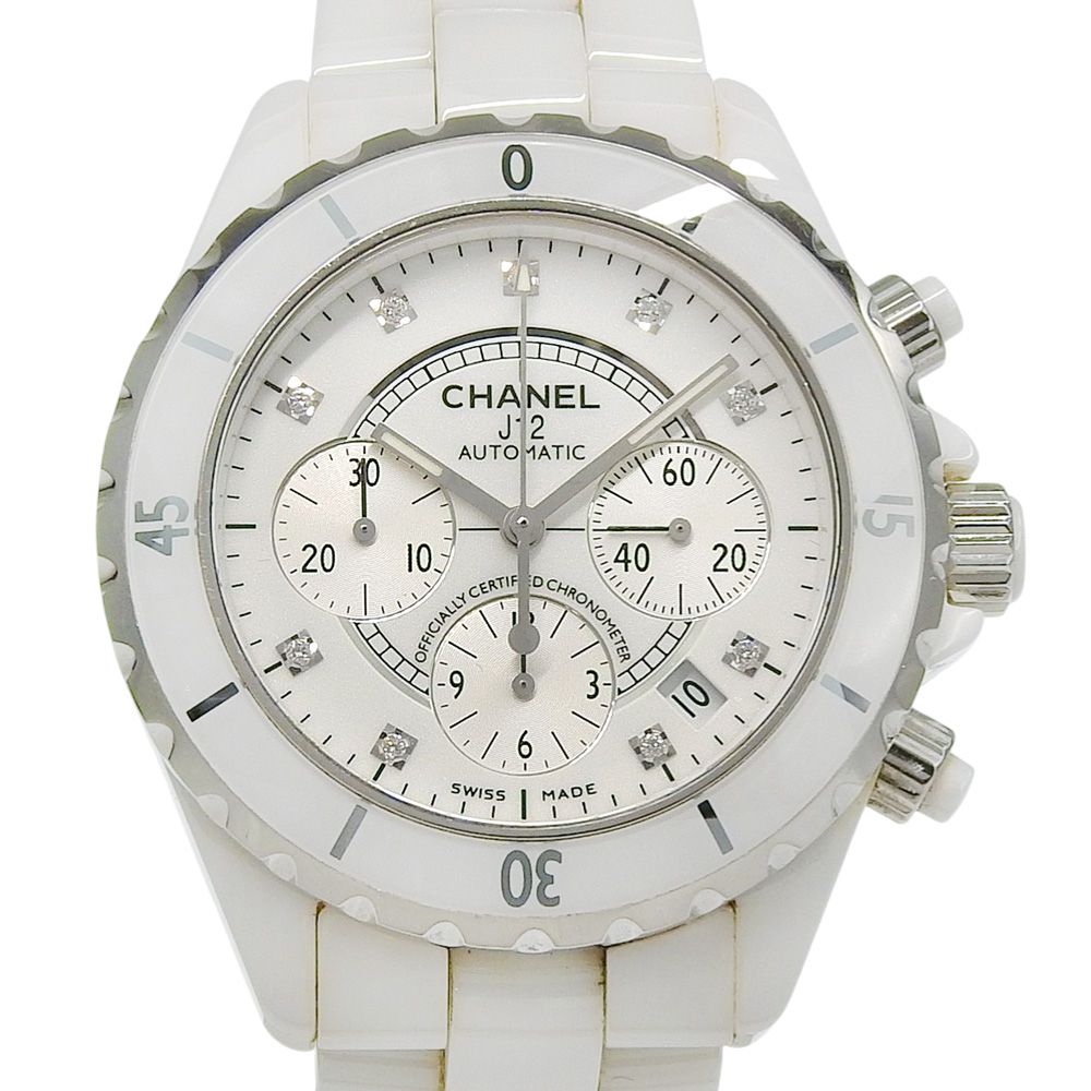 CHANEL】シャネル J12 9Pダイヤ クロノグラフ H2009 ホワイト